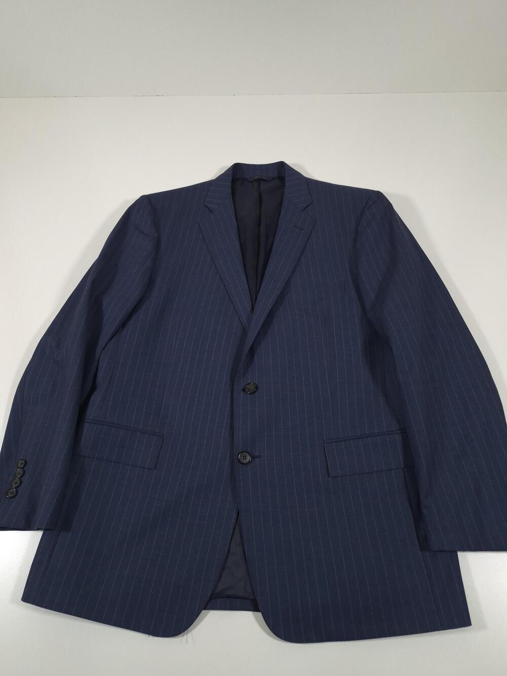 Brooks Brothers Suit Jacket Mens 44R Blue Wool Stripe 1818 Regent Drago Italy